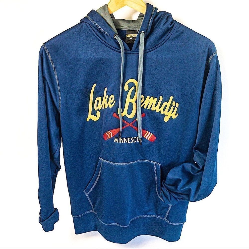Lake Bemidji MN Retro-Style Hoodie Sweatshirt Sz M